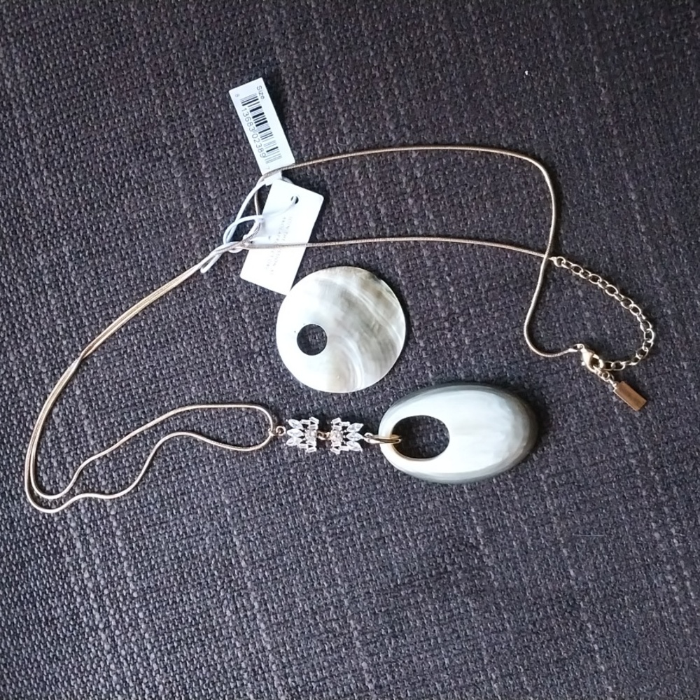 Akola Crystal & Horn Pendant Necklace - Blonde w/ additional pendant